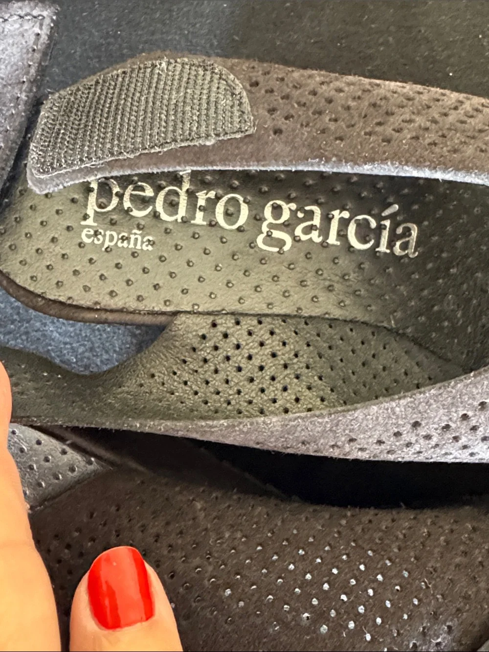 Pedro Garcia Perforated Suede Wedge Sandals - Black